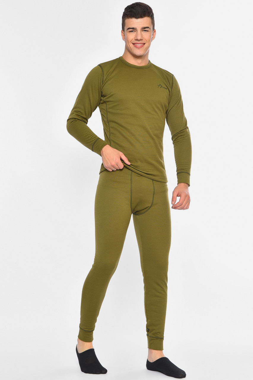 Термобілизна чоловіча на флісі кольору хакі 194110P, фото 1