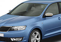 Накладки на зеркала без выреза под поворотник (2 шт., нержавейка) для Skoda Rapid 2012-2019 гг