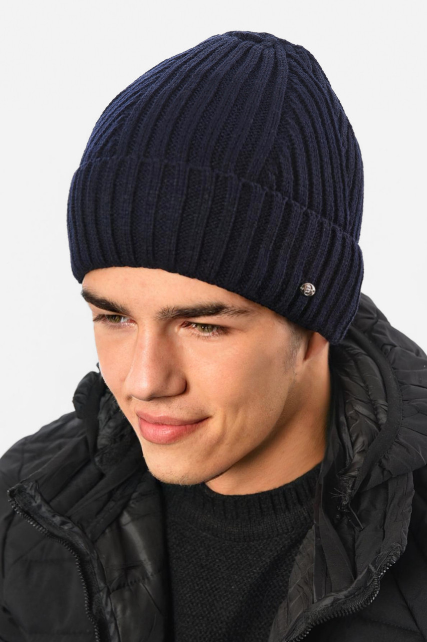 Шапка чоловіча на флісі темно-синього кольору 193780M, фото 1