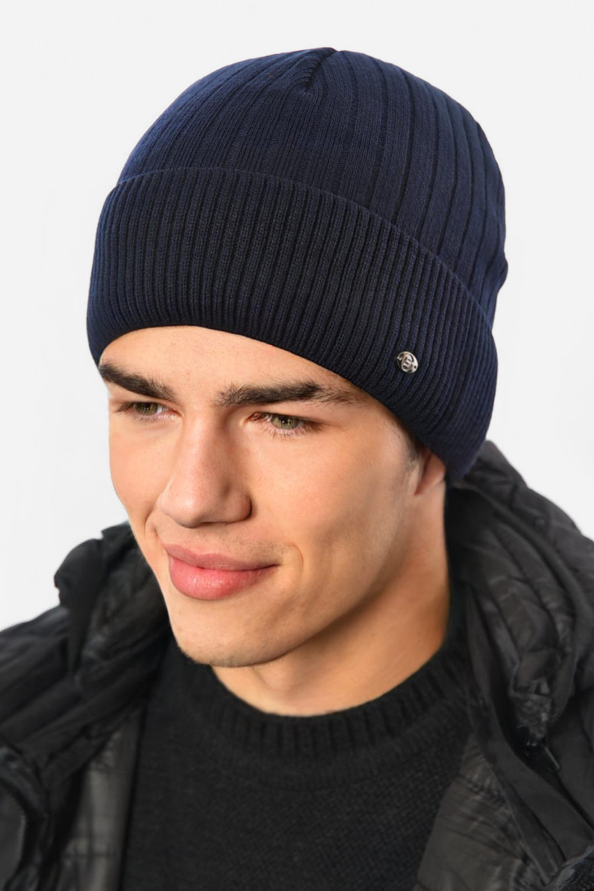 Шапка чоловіча на флісі темно-синего кольору 193785M, фото 1