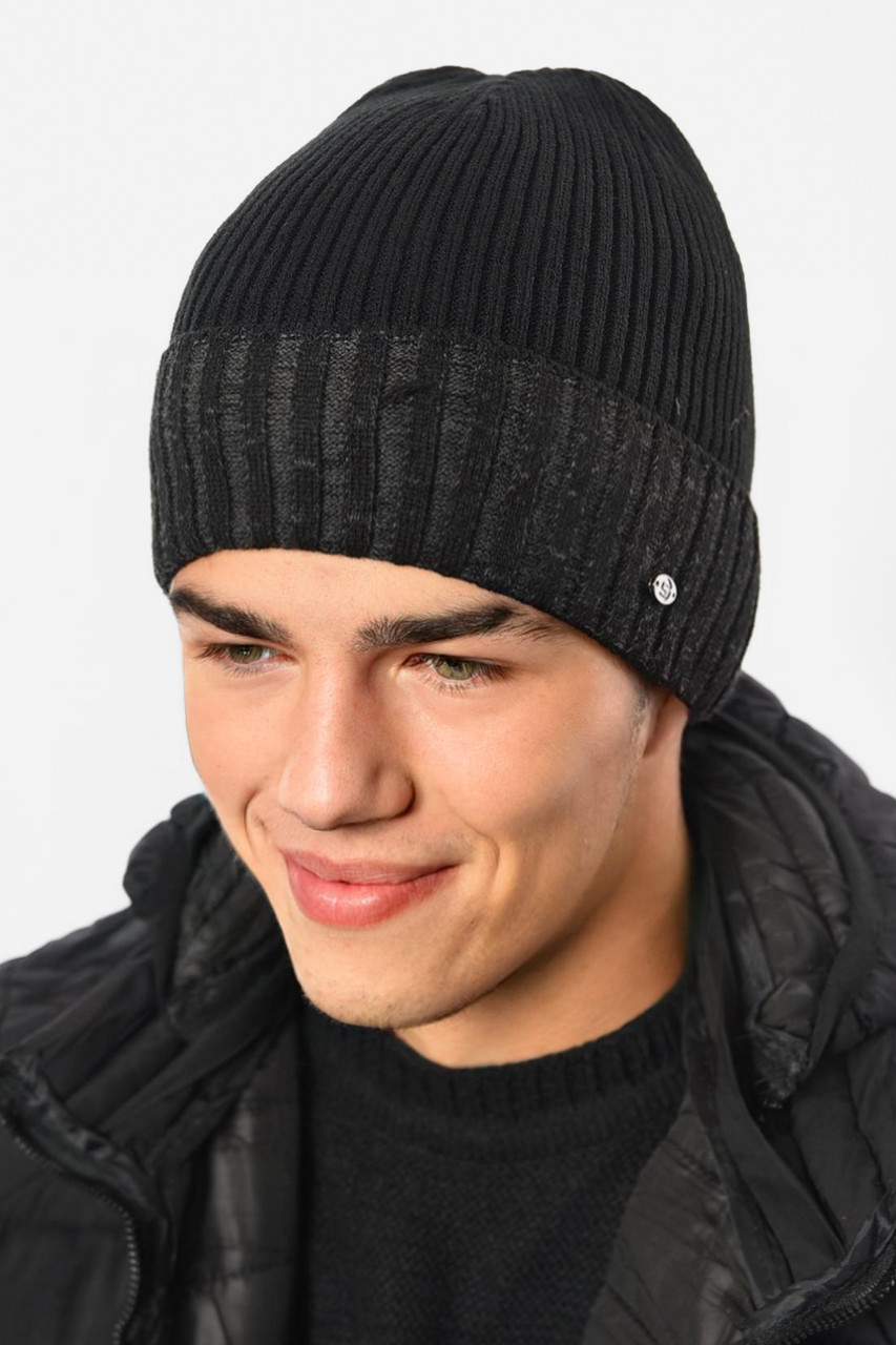 Шапка чоловіча на флісі чорного кольору 193790M, фото 1