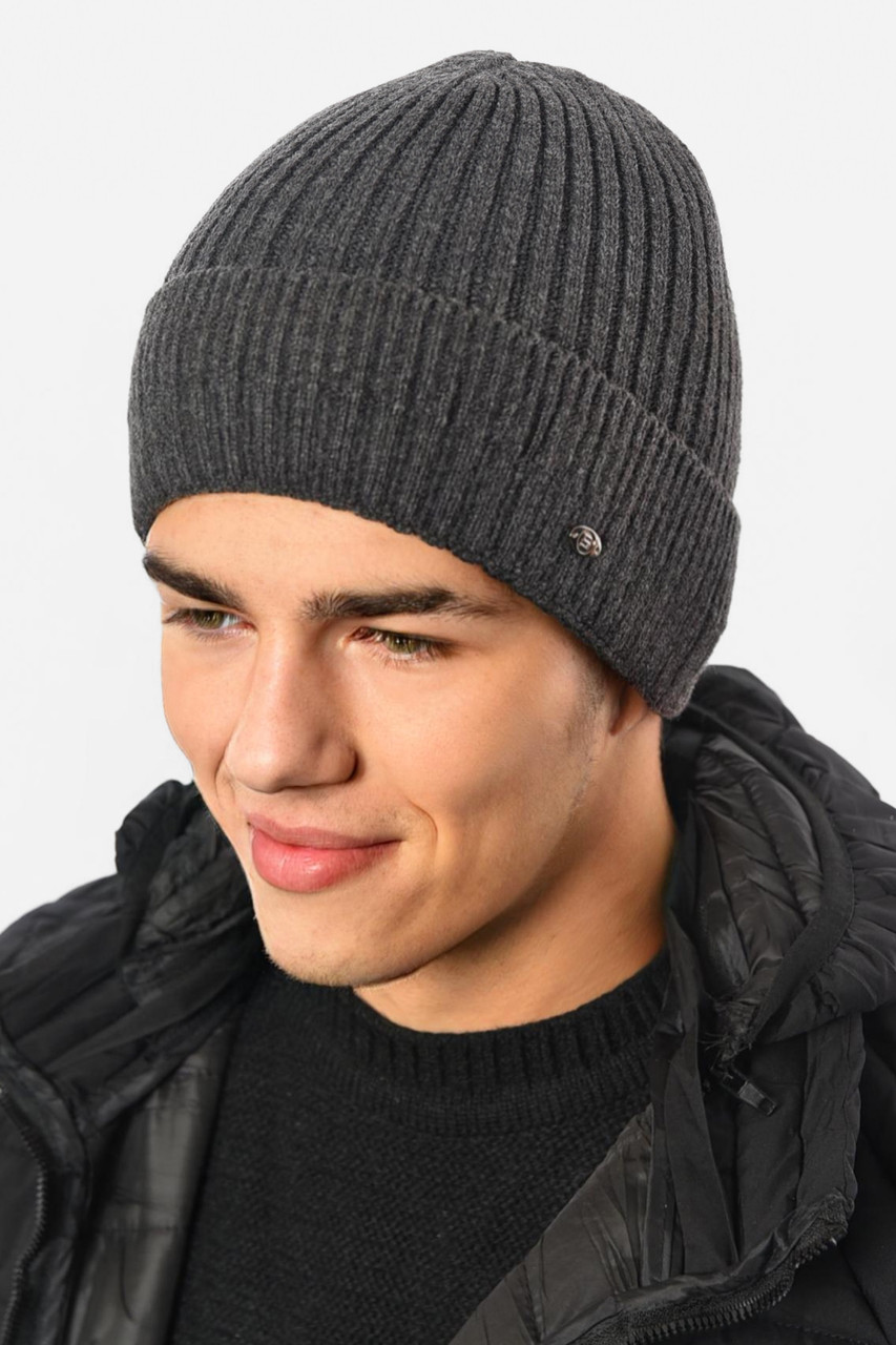 Шапка чоловіча на флісі сірого кольору 193798M, фото 1