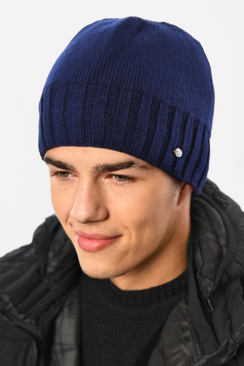 Шапка чоловіча на флісі синього кольору 193799M, фото 1