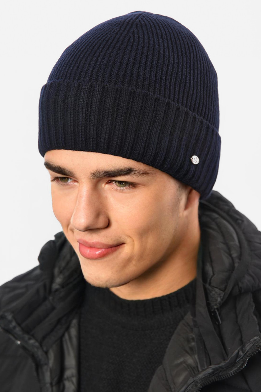 Шапка чоловіча на флісі темно-синього кольору 193804M, фото 1