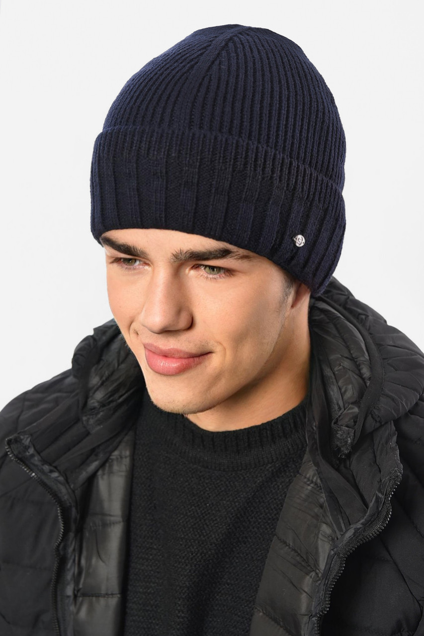 Шапка чоловіча на флісі темно-синього кольору 193809M, фото 1