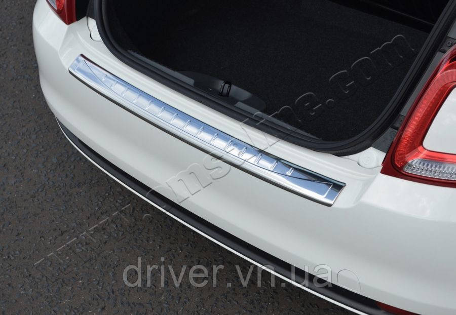 Накладка на задний бампер 3D/Cabrio (OmsaLine, нерж.) для Fiat 500/500L