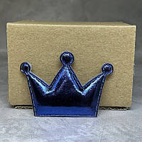 Аплікація "Корона", еко-шкіра, 60 мм*42 мм, синій, арт 014290, 1 шт, Синій