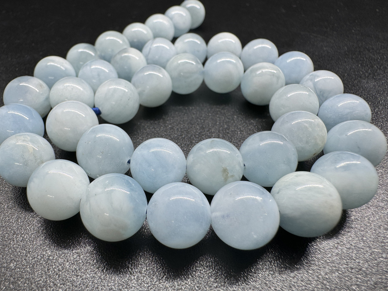 Аквамарин світлий 10 мм, кругла нитка, фото 1