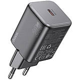 Мережевий зарядний пристрій HOCO N40 Mighty single port PD20W charger Black, фото 3