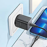 Мережевий зарядний пристрій HOCO N40 Mighty single port PD20W charger Black, фото 5