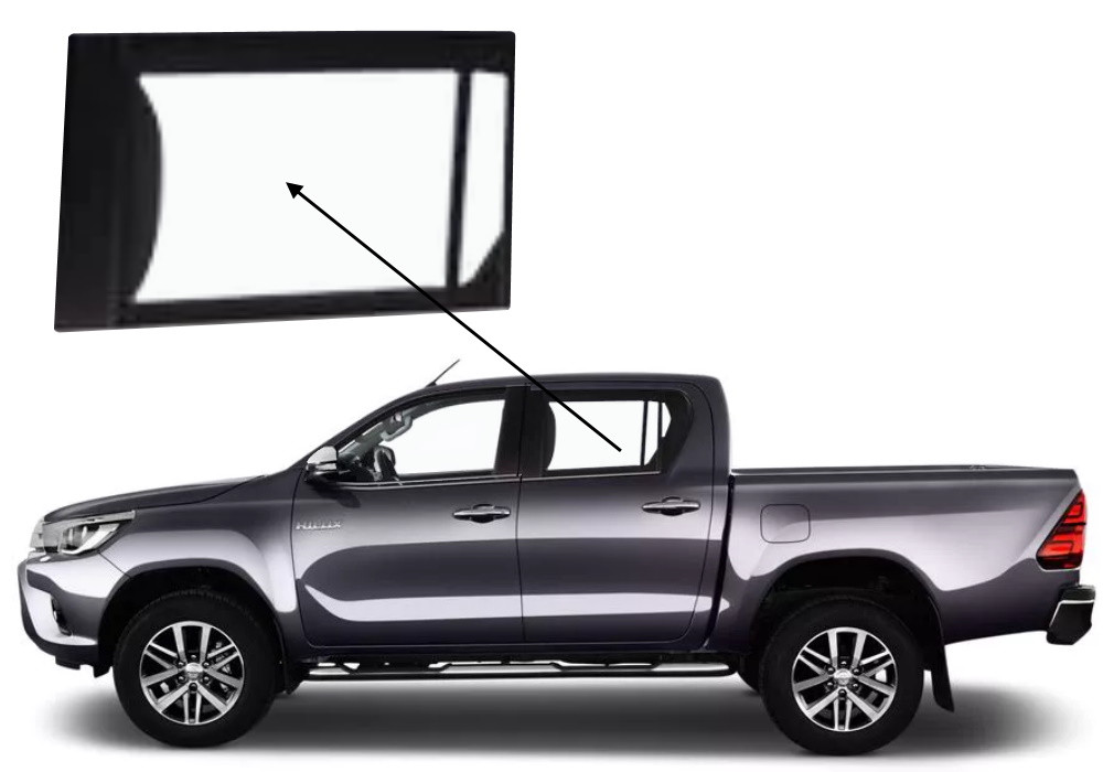 Бічне скло Toyota Hi-Lux 2016-2024 задніх дверей ліве, фото 1