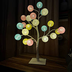 Настільний нічник світлодіодне дерево "Кольорові кульки" 50см USB від павербанку новорічна гірлянда