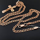 Позолочена срібна цепочка з хрестиком чоловіча. Срібний ланцюжок бісмарк в позолоті срібло 925. 50 см, фото 6