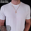 Позолочена срібна цепочка з хрестиком чоловіча. Срібний ланцюжок бісмарк в позолоті срібло 925. 50 см, фото 2