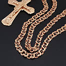 Позолочена срібна цепочка з хрестиком чоловіча. Срібний ланцюжок бісмарк в позолоті срібло 925. 50 см, фото 5