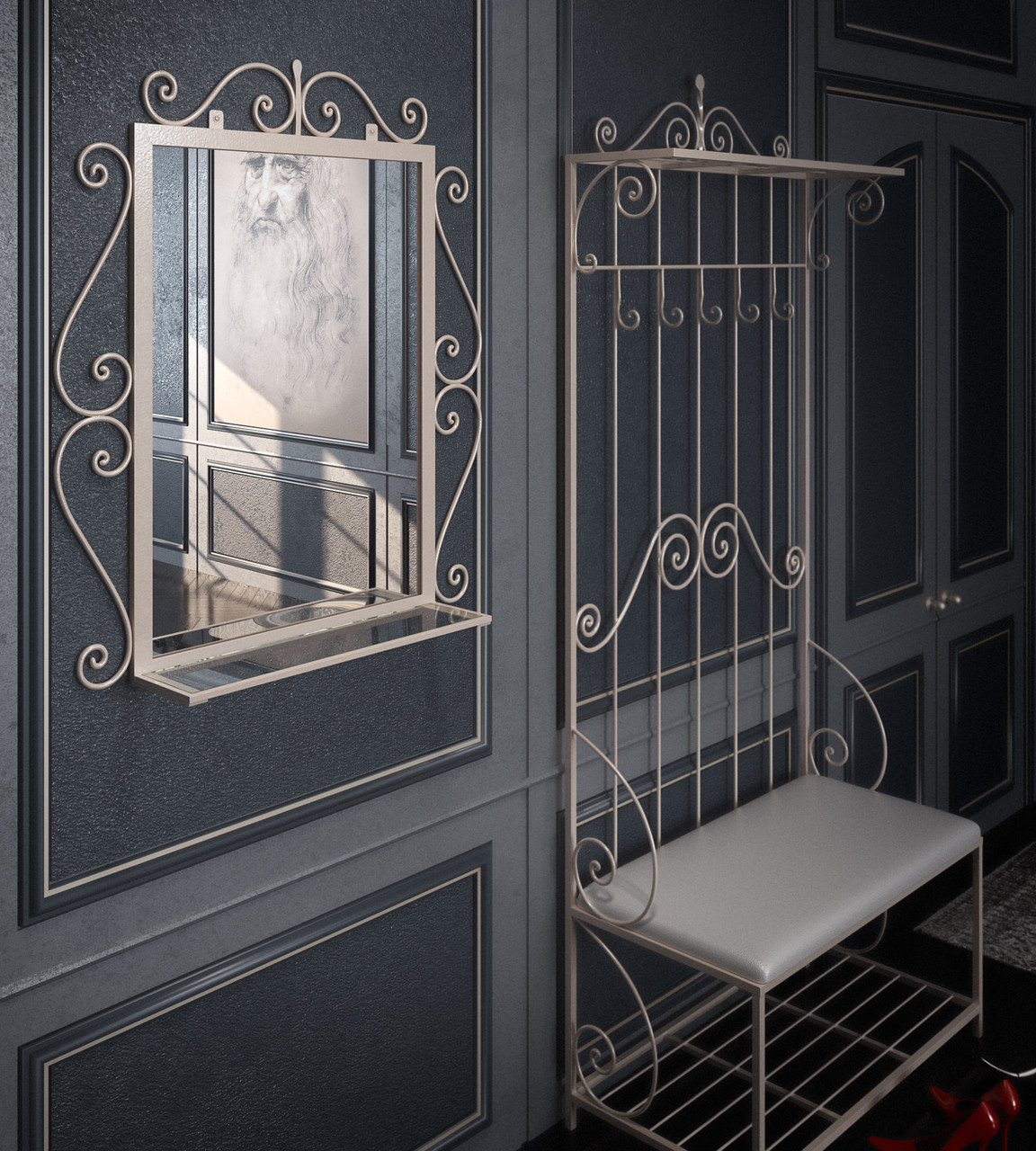 Комплект передпокою: передпокій/дзеркало Tenero Амбер Білий (1588), фото 1