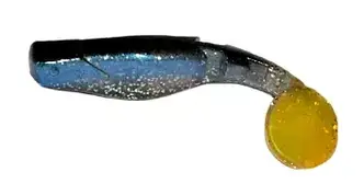 Силікон L&K Predator 9см 2шт Glitter Black-Blue/Clear/Orange Tail
