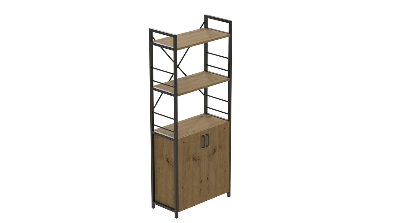 Етажерка 3/60 Ferrum-decor Серії Конект з тумбою 144x60x28 Чорний ДСП Дуб Артізан (FD1026)
