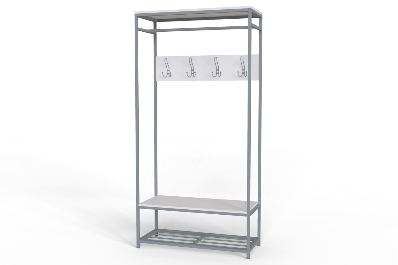 Вішалка модульна підлогова Ferrum-decor Треліс 15 180x90x38 ДСП Біле 16 мм Сірий, фото 1