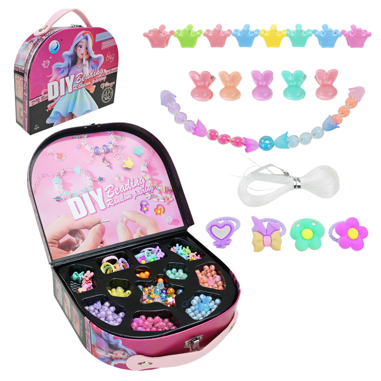 Набір прикрас B4348, сумочка, з металевими та пластиковими намистинами, прикраси для волосся, фото 1