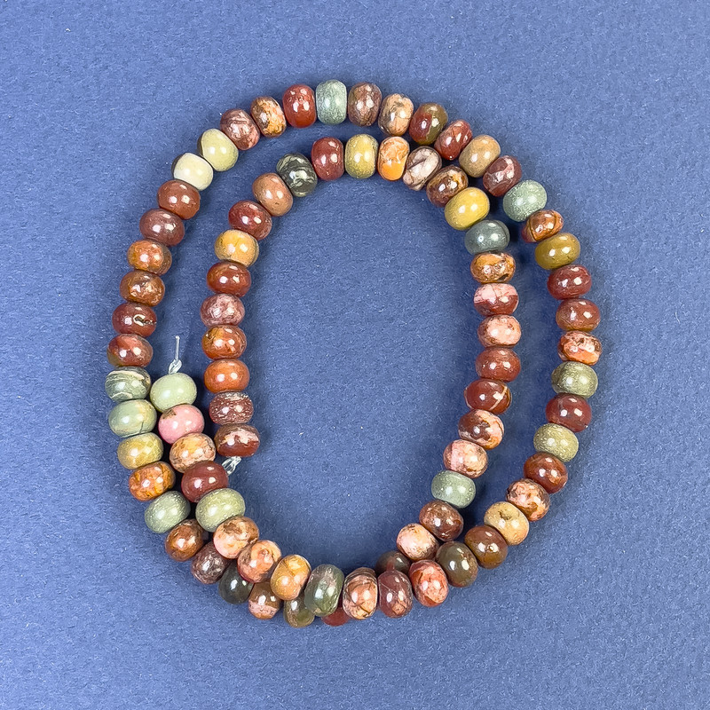 Намистини Яшма рондель 6х4мм+-на волосіні L-38см+-, фото 1