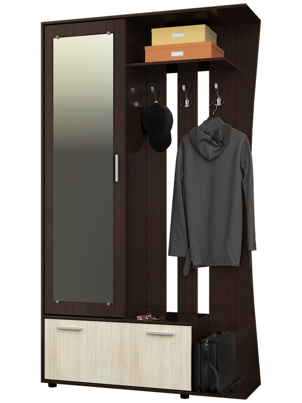 Передпокій із дзеркалом Еверест Авео-2 венге + дуб молочний (EVR-2189), фото 1