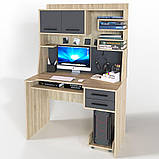 Комп'ютерний стіл Тиса Мебель Тіса Стиль-6 Сонома Графіт 1650x600x1100 мм, фото 2