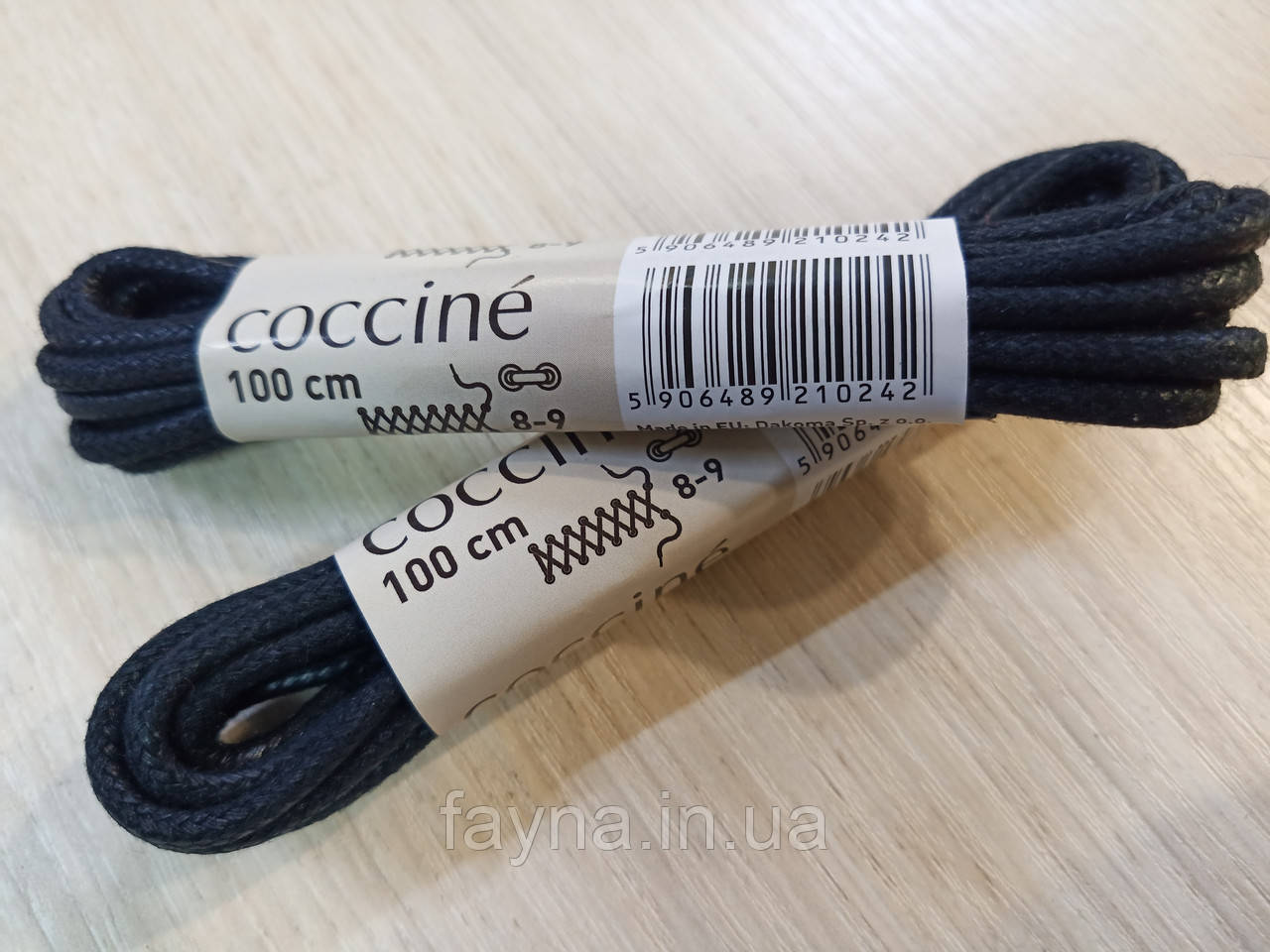 Чорні вощені шнурки для взуття Coccine 3мм круглі, довжина 100см