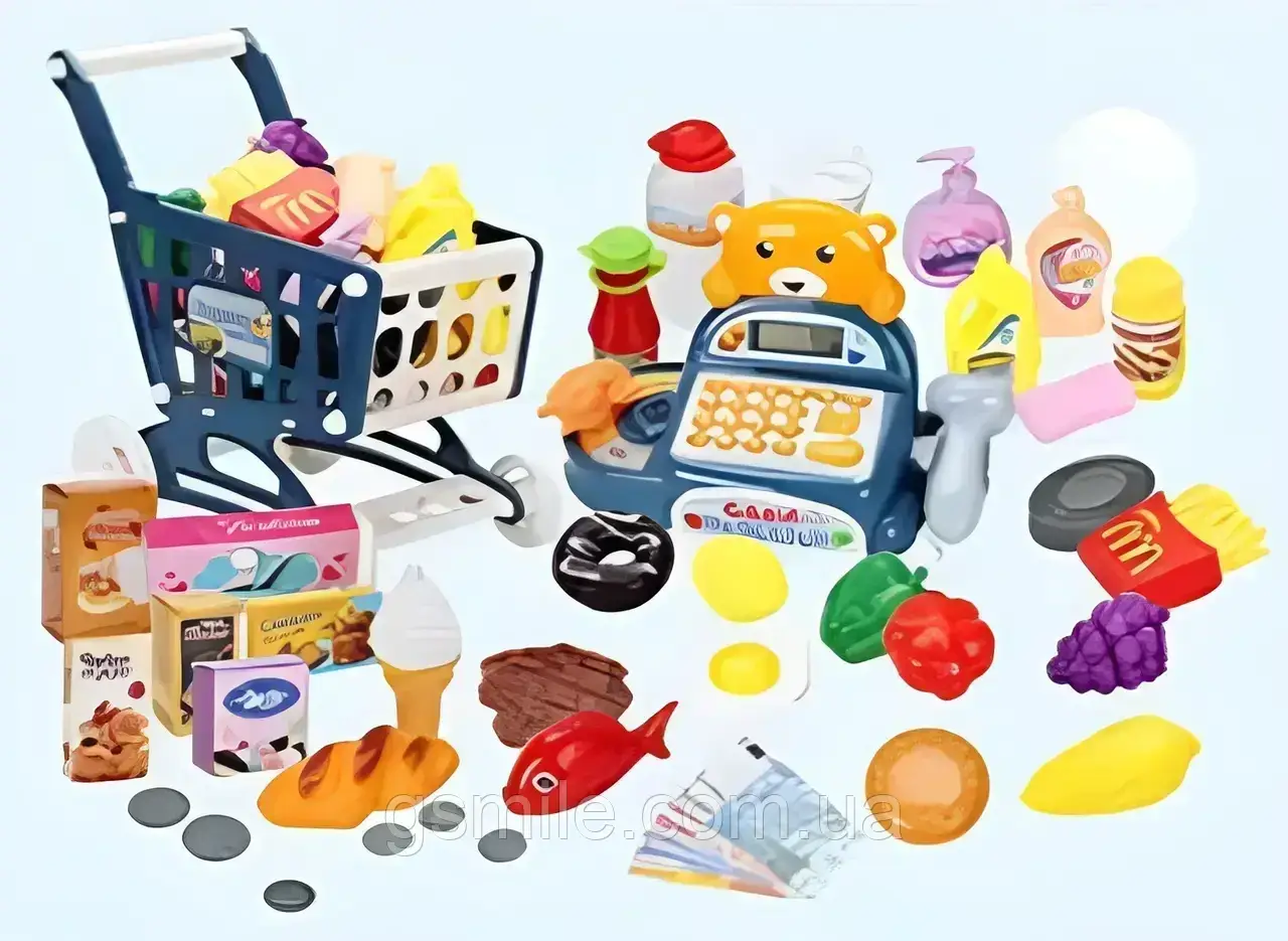 Ігровий набір магазин супермаркет 35561-62P (каса, візок, продукти, гроші, звук)