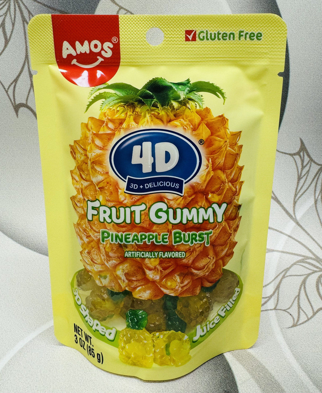 Желейні цукерки у формі ананасів з начинкою AMOS 4D Fruit Gummy
