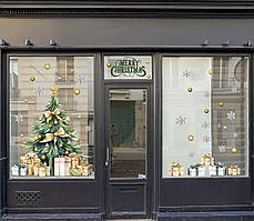 Наклейка вінілова набір Різдвяна ялинка розмір листа 1000*1000