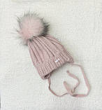 Шапка в'язана на виписку для дівчинки новонароджений розмір 36 38, фото 2
