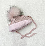 Шапка в'язана на виписку для дівчинки новонароджений розмір 36 38, фото 3