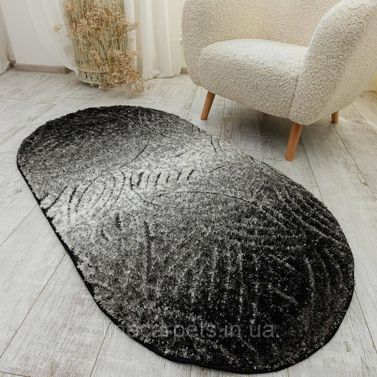 Ворсистий чорно-сірий килим LUNA 2434B p.black-p.grey