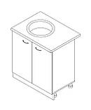 Тумба-мийка (дводверна) з врізним миттям зі стільницею 1-ї категорії ширина 500 МАКСІ МЕБЛІ Сірий/Ваніль, фото 2