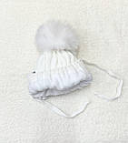Шапка в'язана на виписку біла для новонародженого розміру 36 38, фото 4