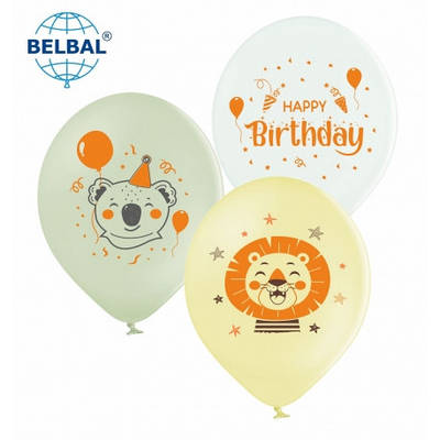 SP12" "Веселі звірі", лев, коала, макарун, мікс. 30 см. Шары латексные Мін.замовлення 5 шт