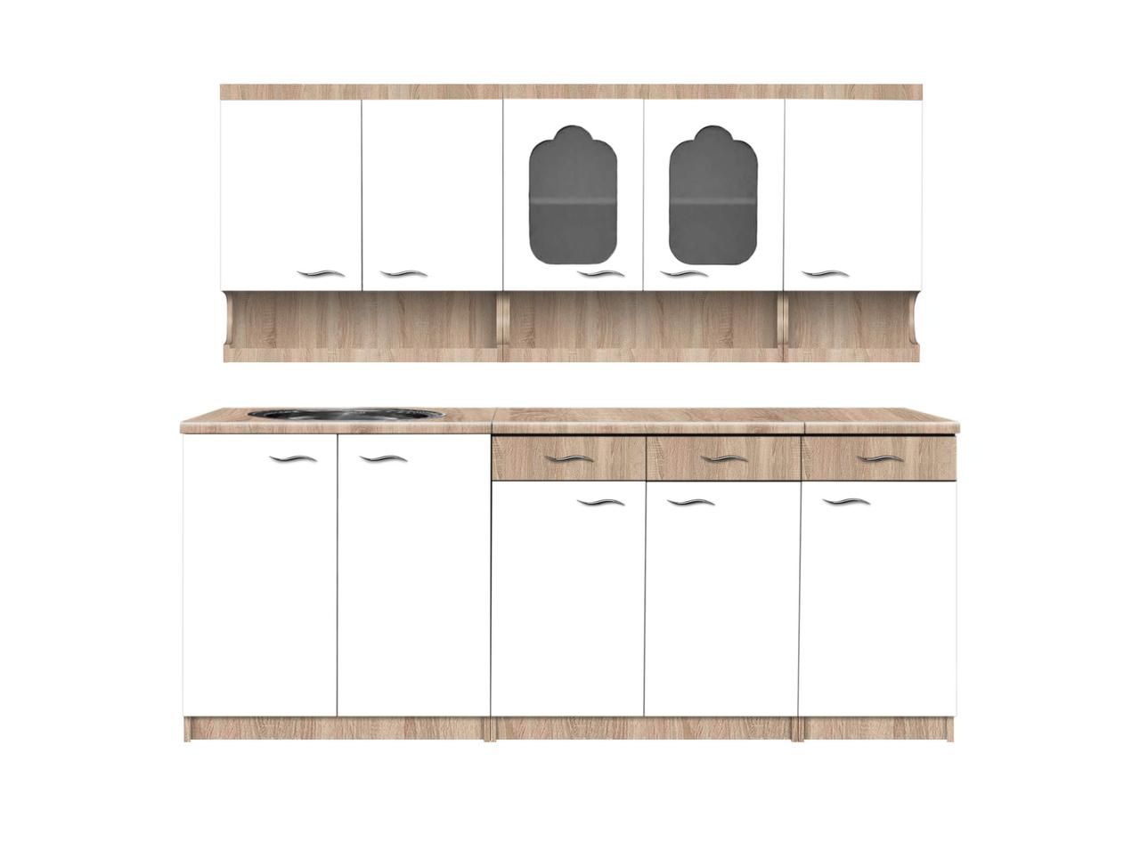 Кухня Валентина NEW ширина 2000 МАКСІ МЕБЛІ Дуб сонома/Білий гладкий (5103004), фото 1