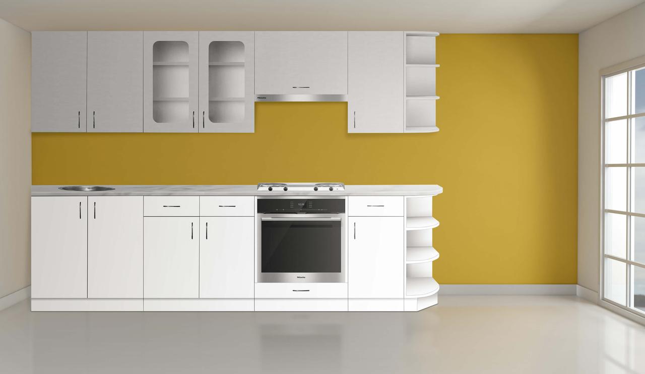 Кухня Екко Lambordia ширина 2300 МАКСІ МЕБЛІ Сірий/Білий гладкий (5102999), фото 1