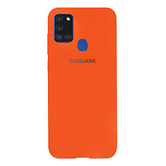 Силіконовий чохол SOFT Silicone Case для Samsung A21/A215 HQ (з логотипом) жовтогарячий
