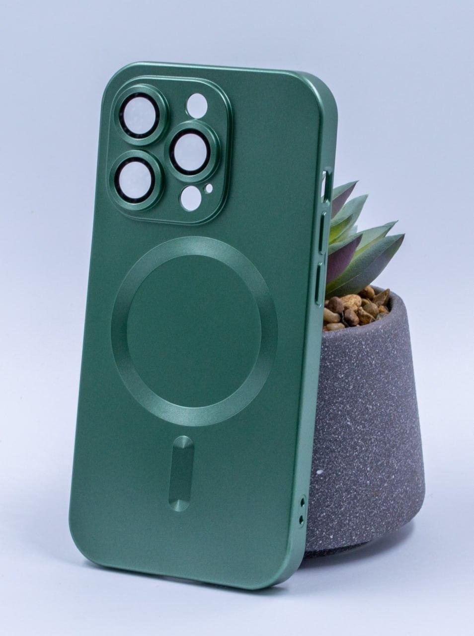 Силіконовий чохол MagSafe COLORS 2 + Camers Protection для iPhone 14 Plus зелений, фото 1