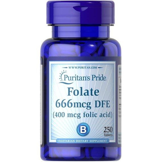 Фолієва кислота Puritan's Pride Folate 666 mcg DFE 250 таб.
