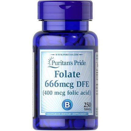 Фолієва кислота Puritan's Pride Folate 666 mcg DFE 250 таб., фото 1