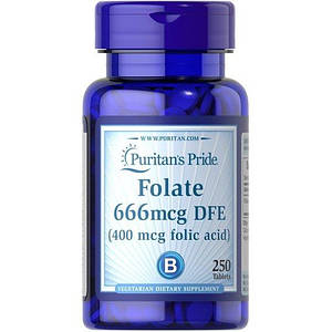 Фолієва кислота Puritan's Pride Folate 666 mcg DFE 250 таб.