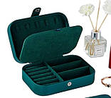 Темно зелена скринька органайзер для біжутерії та прикрас 16*11*5 см на магніті.