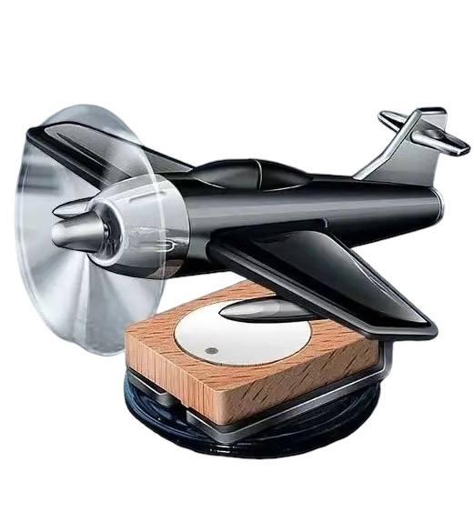 Ароматизатор освіжувач у машину Літак багаторазовий (чорний) працює сонячної енергії, фото 1