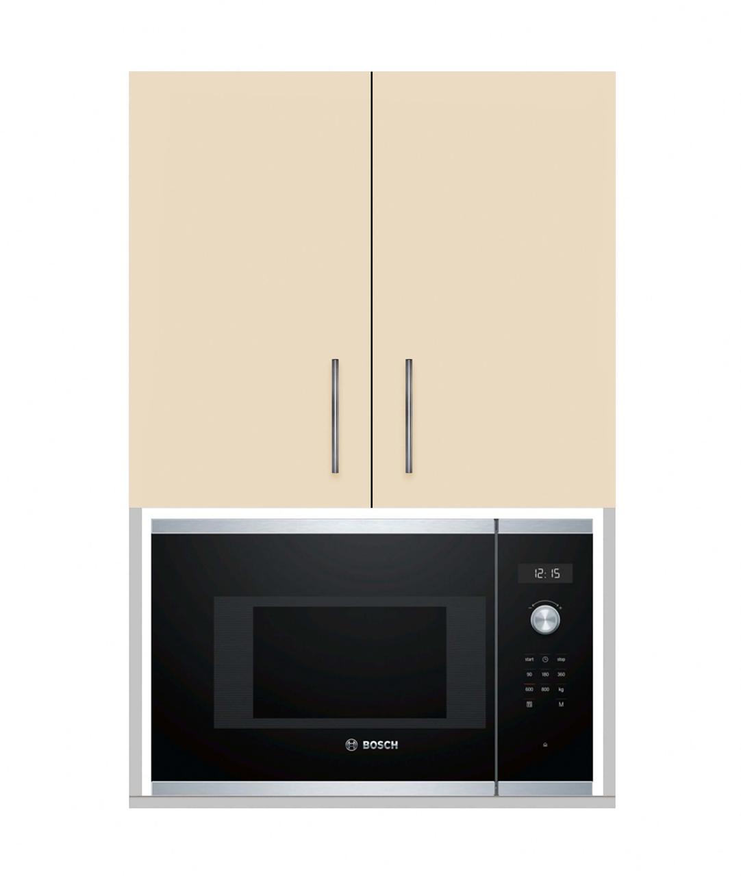 Навісна шафа закрита (дводверна) (під МВ піч) ширина 700 МАКСІ МЕБЛІ Сірий/Ваніль (80015), фото 1