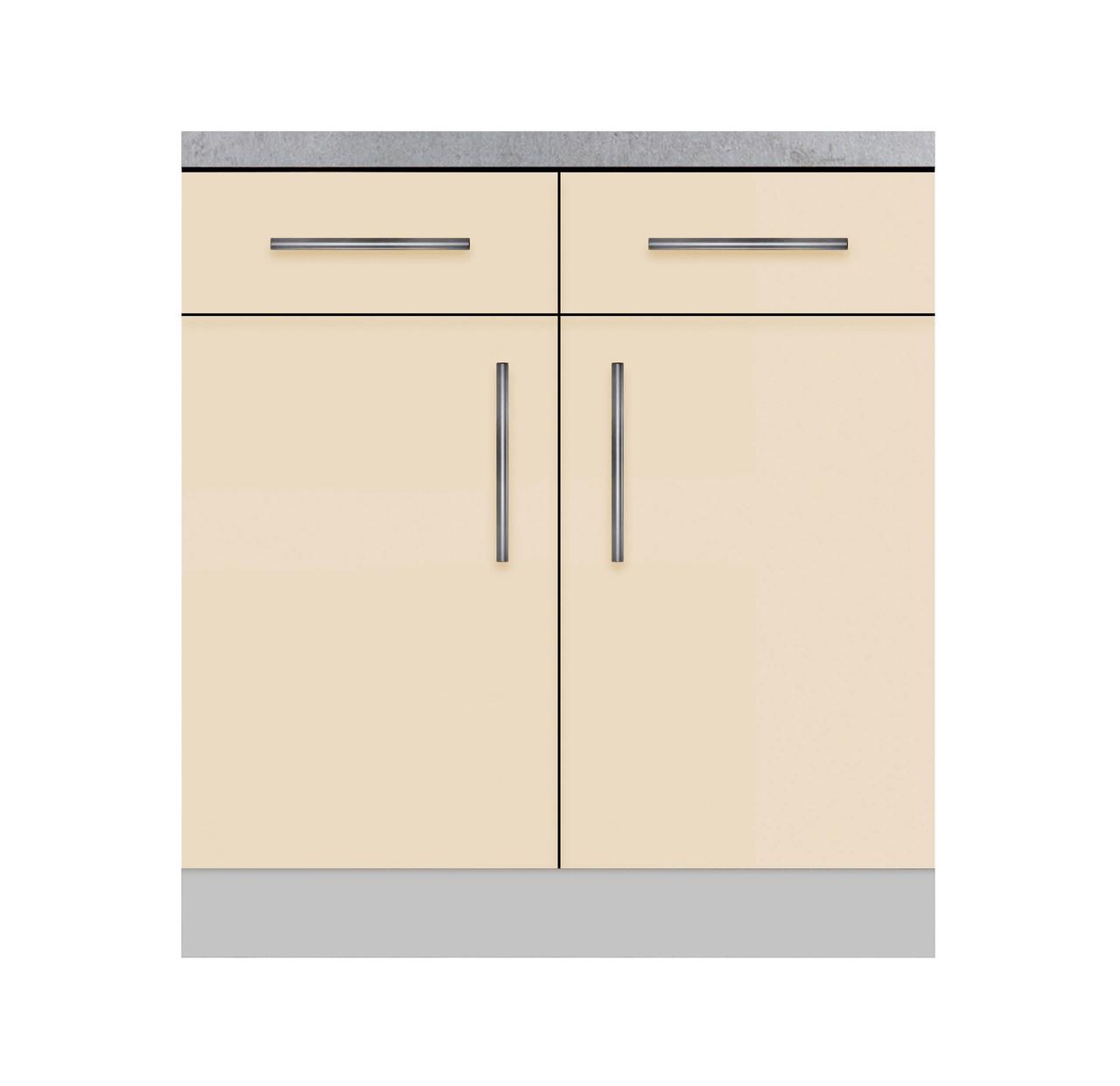 Тумба дводверна з 2-ма ящиками зі стільницею 1-ї категорії ширина 800 МАКСІ МЕБЛІ Сірий/Ваніль (80064), фото 1