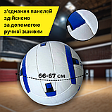 М'яч для волейболу, Ігровий волейбольний м'яч розмір 5 Ручна зшивка Ronex Біло-синій (2B), фото 2