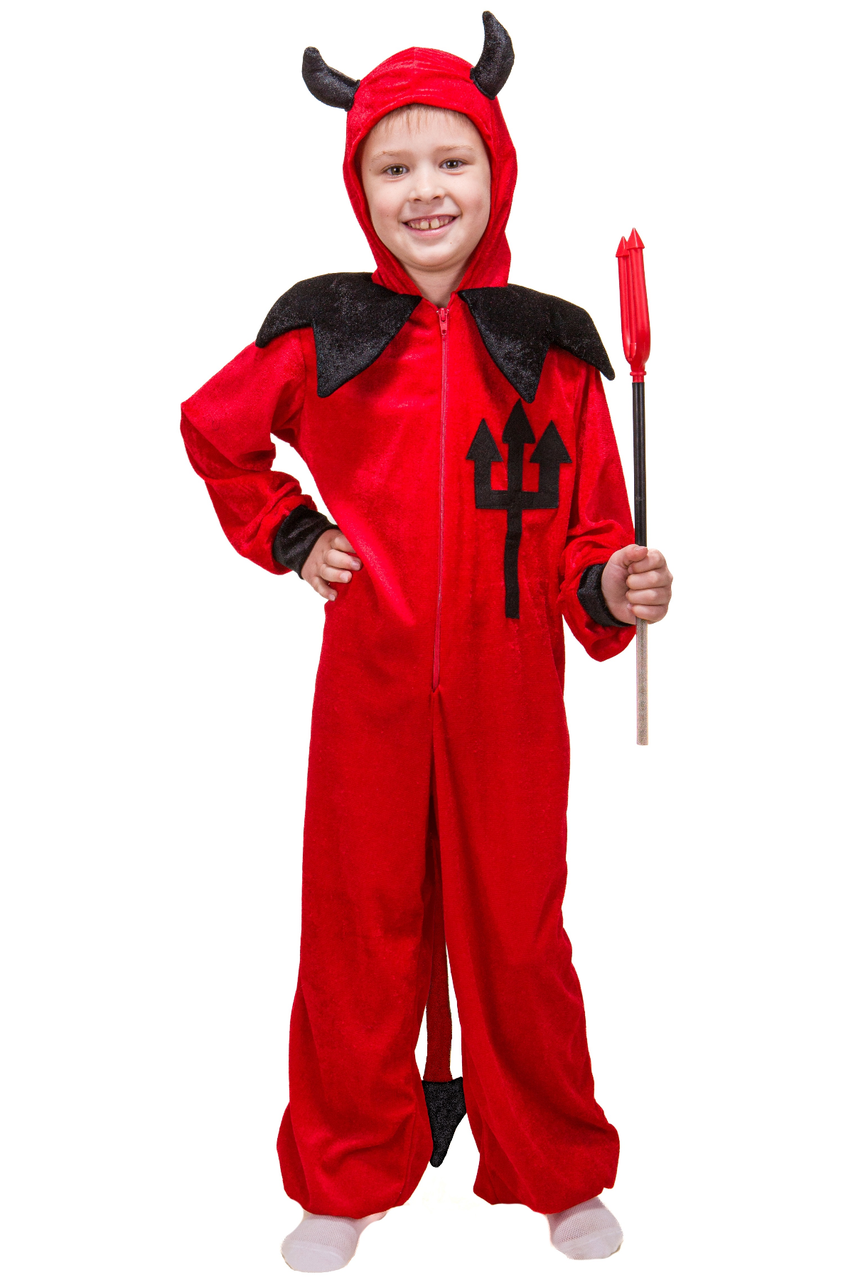 Карнавальний костюм Чортеня №2 для хлопчика з червоного велюру р. 110-130, фото 1